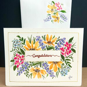 Tarjeta de felicitación pintada a mano, acuarela, felicitaciones, impresión original.