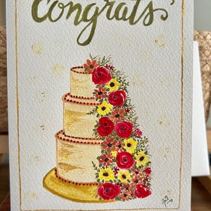 Tarjeta de felicitaciones, pintada a mano, acuarela, impresión original. felicitaciones.