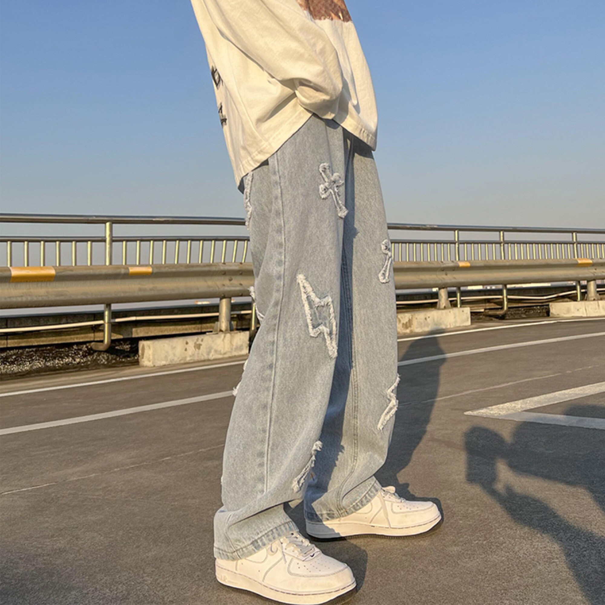 Damaged Baggy Jeans Y2k Clothing Y2k Pants Y2k Jeans Y2k - Etsy
