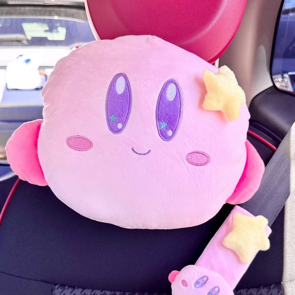 Kawaii Kirby Pillow Head | Seatbelt Cover | Car Pillow | Headrest