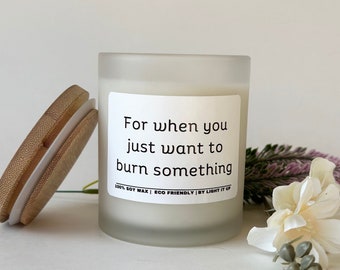 For when you just want to burn something funny pyro gift gag gifts boss gifts best friend gifts soy candles handmade candles