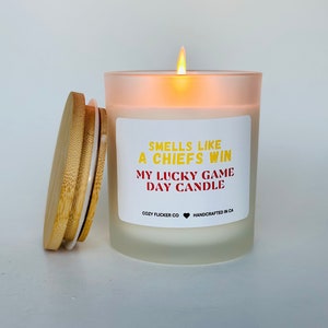 Smells Like A Chiefs Win Candle | Unique Gift Idea | NFL Chiefs Candle | Lucky Charm Candle | Game Day Decor | Sport Themed Candle