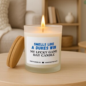 Smells Like A DUKES Win Candle | Unique Gift Idea | College Sports Candle | Lucky Charm Candle | Game Day Decor | Sport Themed Candle