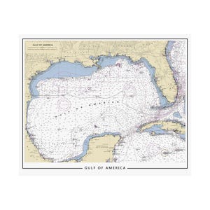 GOLF VAN AMERIKA - Nautische kaartposter - Perfect cadeau voor je favoriete liefhebber van nautische kunst - Matte horizontale posters