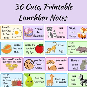 Printable Lunchbox Notes, Digital Download, Kid Lunch Notes, Motivational Notes for Kids, Affirmations for Kids Printable, Food Puns Digital