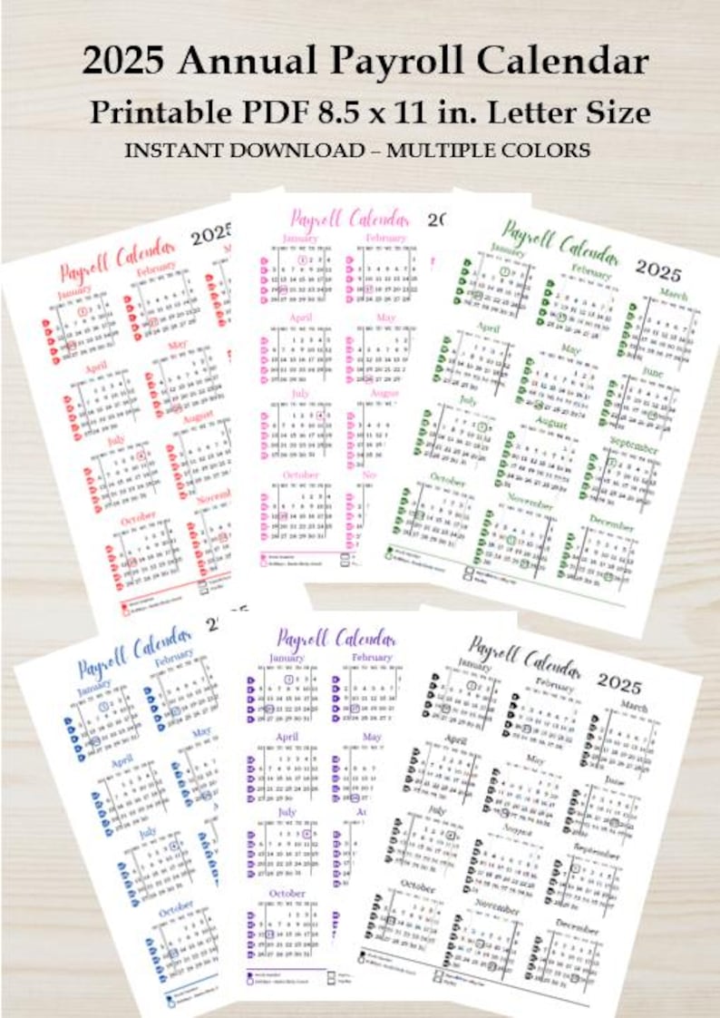 2025 Annual Printable Payroll Calendar, Download Yearly Payroll Calendar With Holidays & Week ...