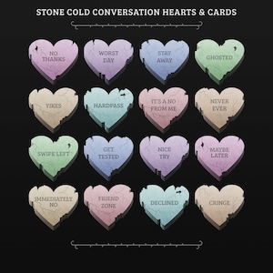 Acogedoras Cartas de Amor Eterno, Tarjetas Imprimibles de Corazones de Conversación Fría de Piedra Sarcástica, Tarjetas Digitales de Corazones de San Valentín para Decoración del Hogar.