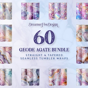 60 Agate Crystal Geode Opal Iridescent Seamless Straight Tapered Tumbler Wraps Instant Digital Download