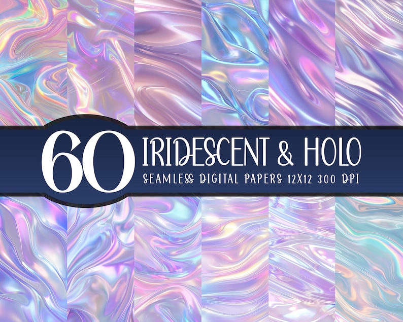 Iridescent Holographic Glitter Digital Paper 300 Dpi, Seamless Patterns ...