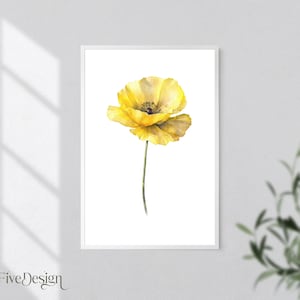 Yellow Poppy Watercolor Art | Floral Art | Printable Wall Decor | Printable Wall Art | Art Prints
