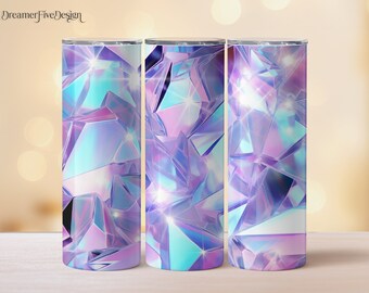 Envoltório de copo skinny com brilho holográfico 3D de 20 onças de qualidade premium com design deslumbrante de brilho de cristal para sublimação, download digital, png