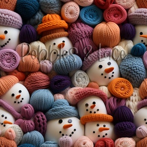 Snowmen Embroidery Seamless File, Repeating Seamless Pattern Design, Repeating File, Tiling Designs, Paper, Fabric