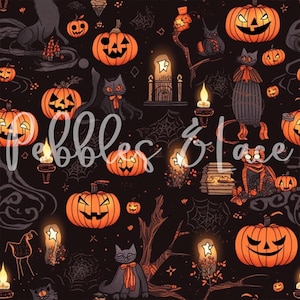 Halloween Jack-O-Lanters Seamless File, Repeating Seamless Pattern Design, Repeating File, Tiling Designs, Paper, Fabric