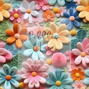 Spring Floral Embroidery Seamless File, Repeating Seamless Pattern Design, Repeating File, Tiling Designs, Paper, Fabric