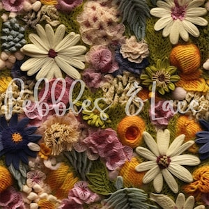 Warm Fall Floral 3D Embroidery Seamless File, Repeating Seamless Pattern Design, Repeating File, Tiling Designs, Paper, Fabric