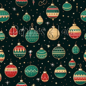 Christmas Ornaments Seamless File, Repeating Seamless Pattern Design, Repeating File, Tiling Designs, Paper, Fabric