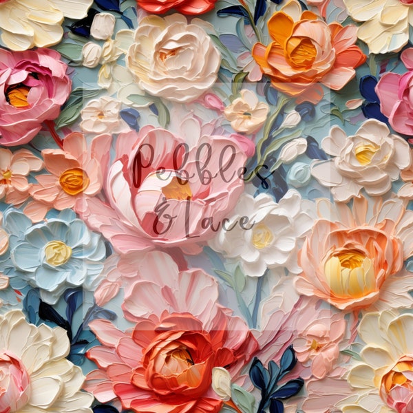 Spring Oil Painting Floral 3D Seamless File, Repeating Seamless Pattern Design, Repeating File, Tiling Designs, Paper, Fabric