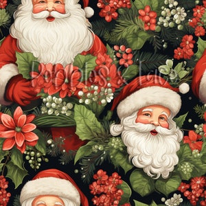 Santa Seamless File, Repeating Seamless Pattern Design, Repeating File, Tiling Designs, Paper, Fabric