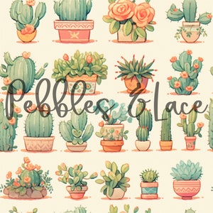 Cactus Seamless File, Repeating Seamless Pattern Design, Repeating File, Tiling Designs, Paper, Fabric