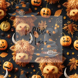 Cute Halloween Cows Seamless File, Repeating Seamless Pattern Design, Repeating File, Tiling Designs, Paper, Fabric