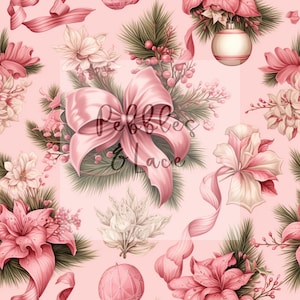 Pink Christmas Seamless File, Repeating Seamless Pattern Design, Repeating File, Tiling Designs, Paper, Fabric