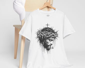 Jesus Crown of Thorns T-Shirt: Christian Ink Drawing Design