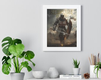 Medieval Crusader Wall Art | Knight Sword and Shield Poster