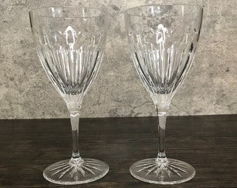 6 Pineapple Cut Crystal Wine Glasses Goblets with Fancy Stems