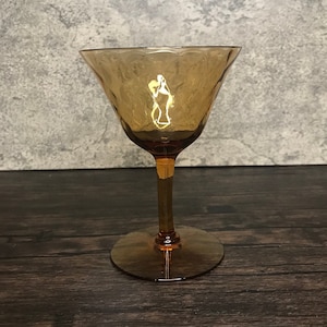 Vintage Morgantown Early American Amber Cascade Optic Stemmed Wine Water Goblet Glass, 1960s - 1970s. #7180. Discontinued. Replacement