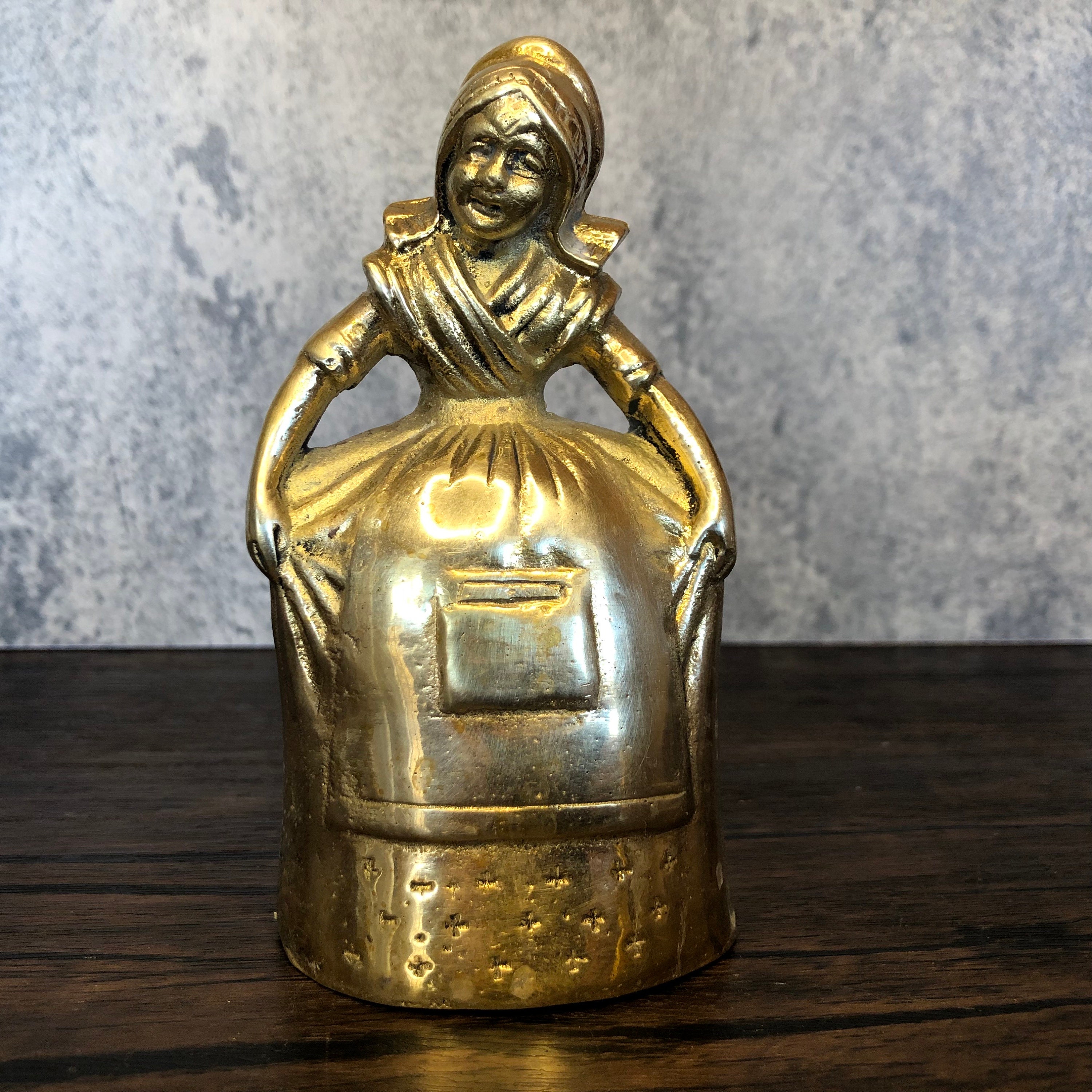 RARE Vintage Solid Brass Curtsy Lady Dutch Girl Farm Milkmaid Butlers