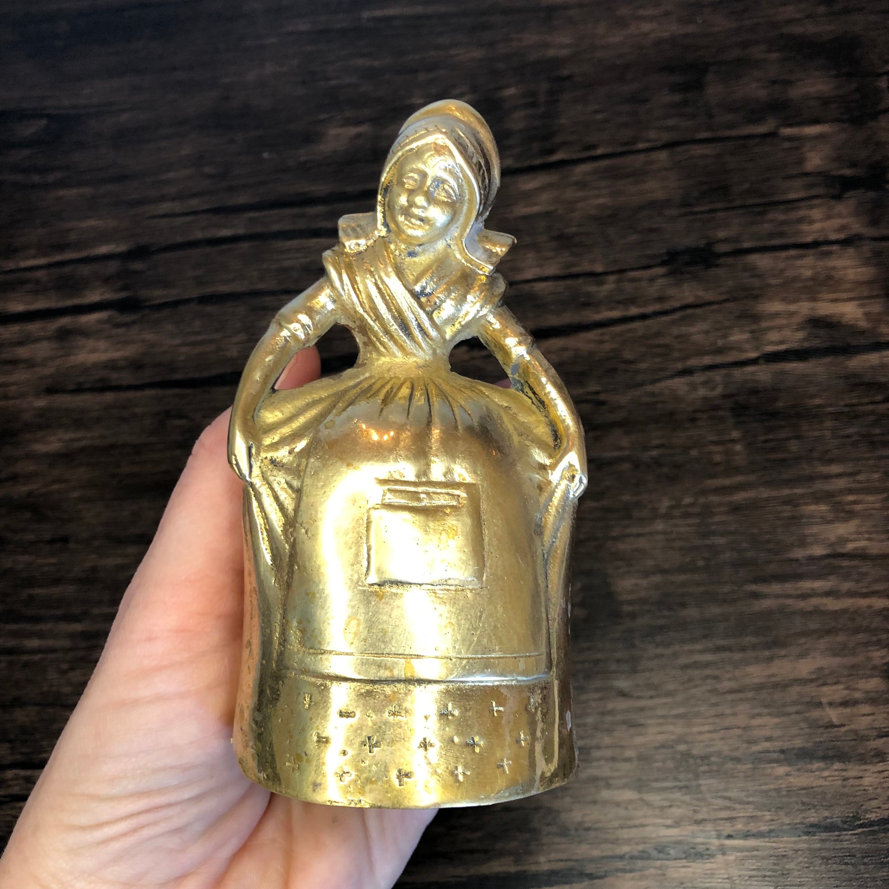 RARE Vintage Solid Brass Curtsy Lady Dutch Girl Farm Milkmaid Butlers