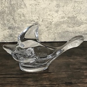 Vintage Princess House Dove of Peace Handblown Solid Crystal Bowl , Clear