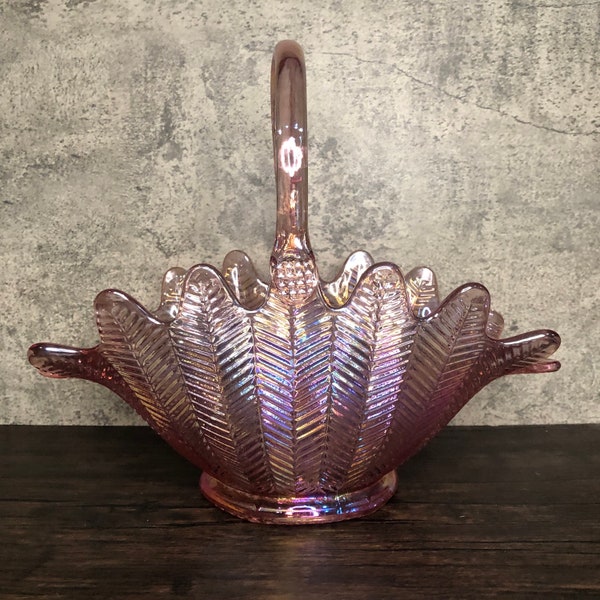 Carnival Glass Feather Basket Etsy