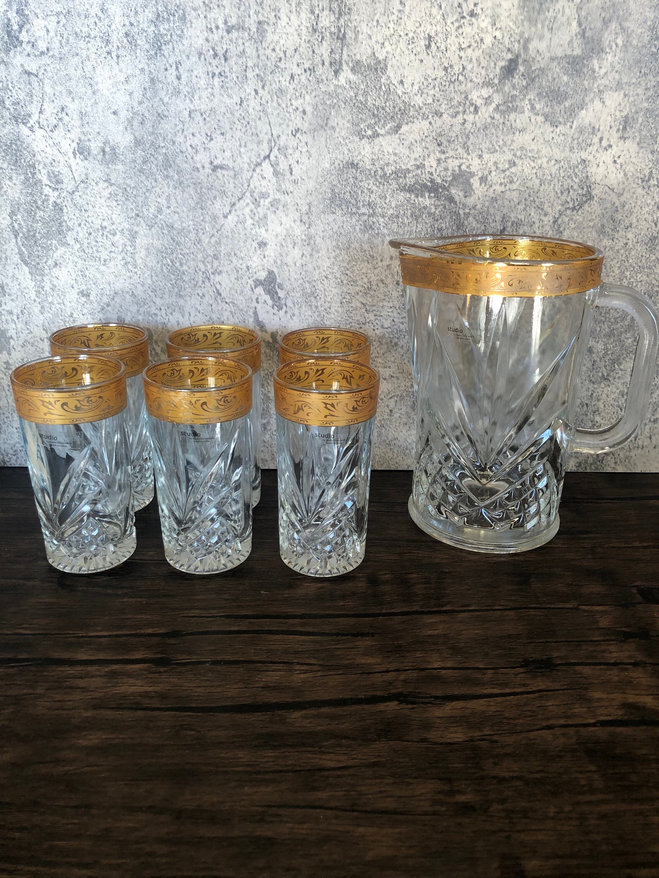 Russian Crystal Cut Tall Drinking Glass, Vintage Gold Rimmed Juice Glass, Tall  Cocktail Glasses, Crystal Glasses Set, Bundle Cocktail Glass 
