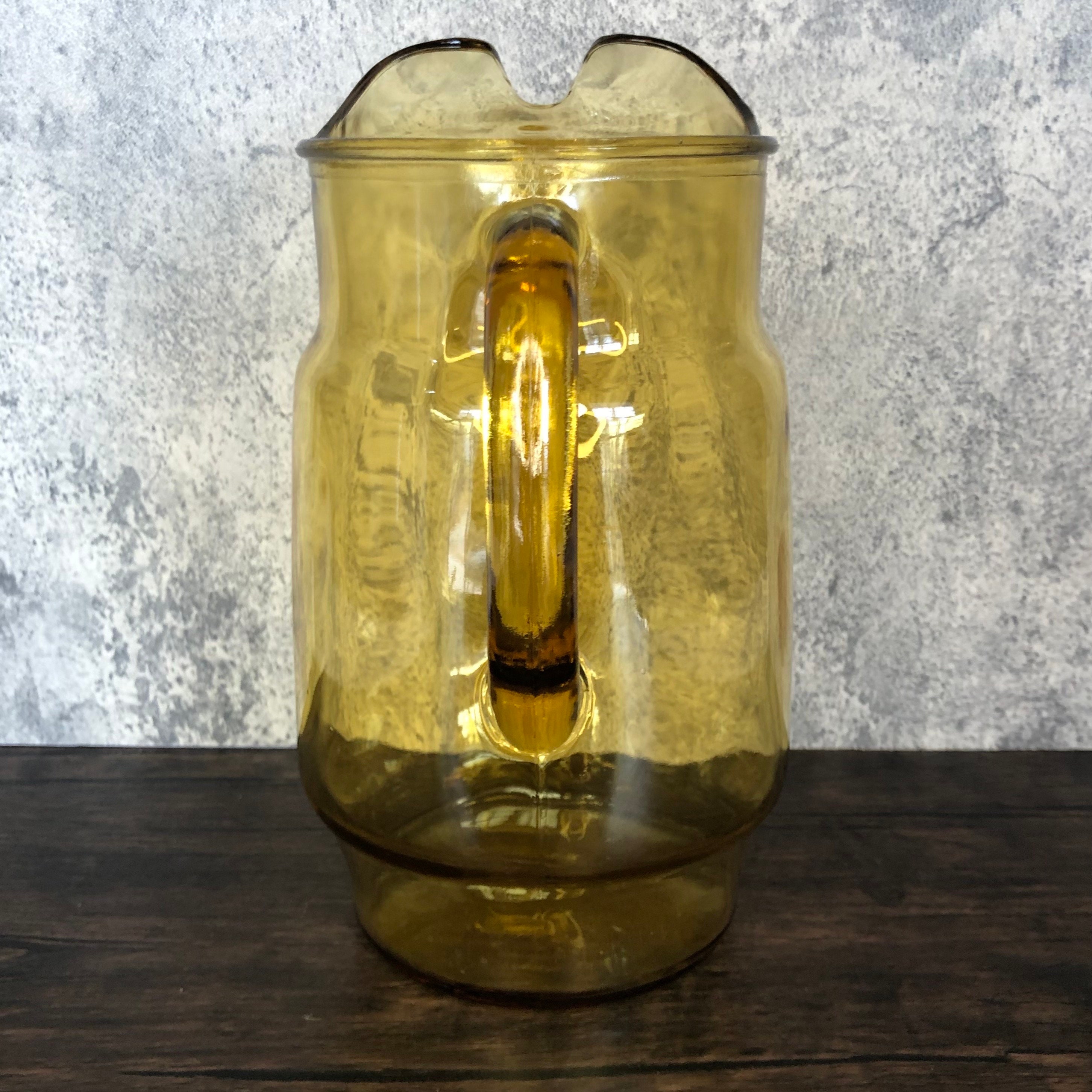 Vintage Anchor Hocking Large 1970s Yellow Golden Amber Glass Water Iced ...