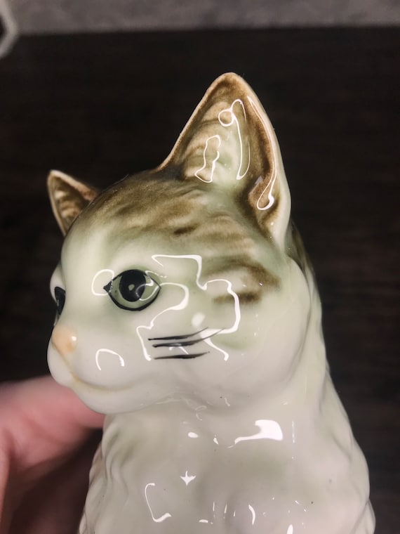 Vintage Nippon Calico Cat Figurine: White Porcelain, Made in