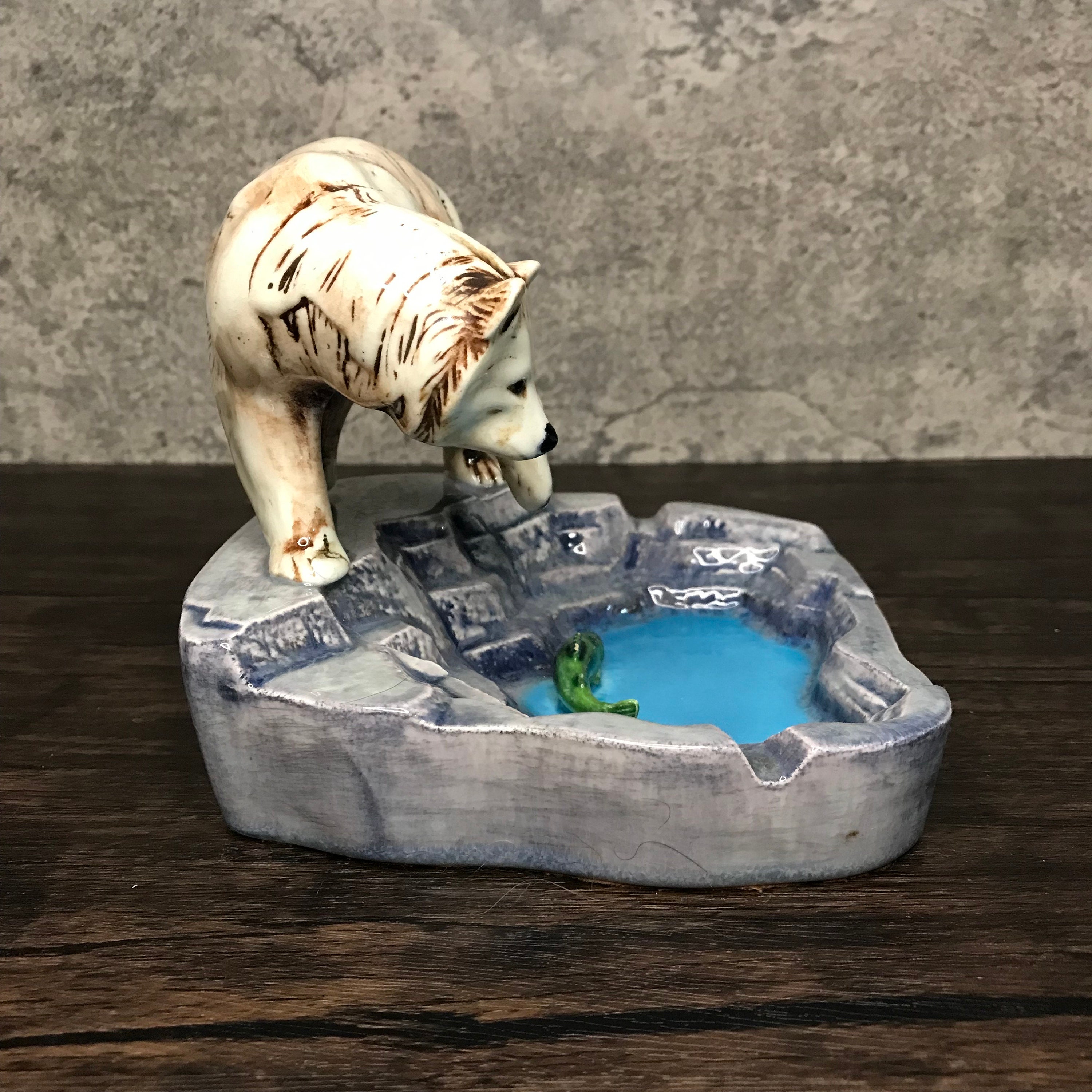 Vintage Handpainted Ceramic Polar Bear Waterfall Icetray