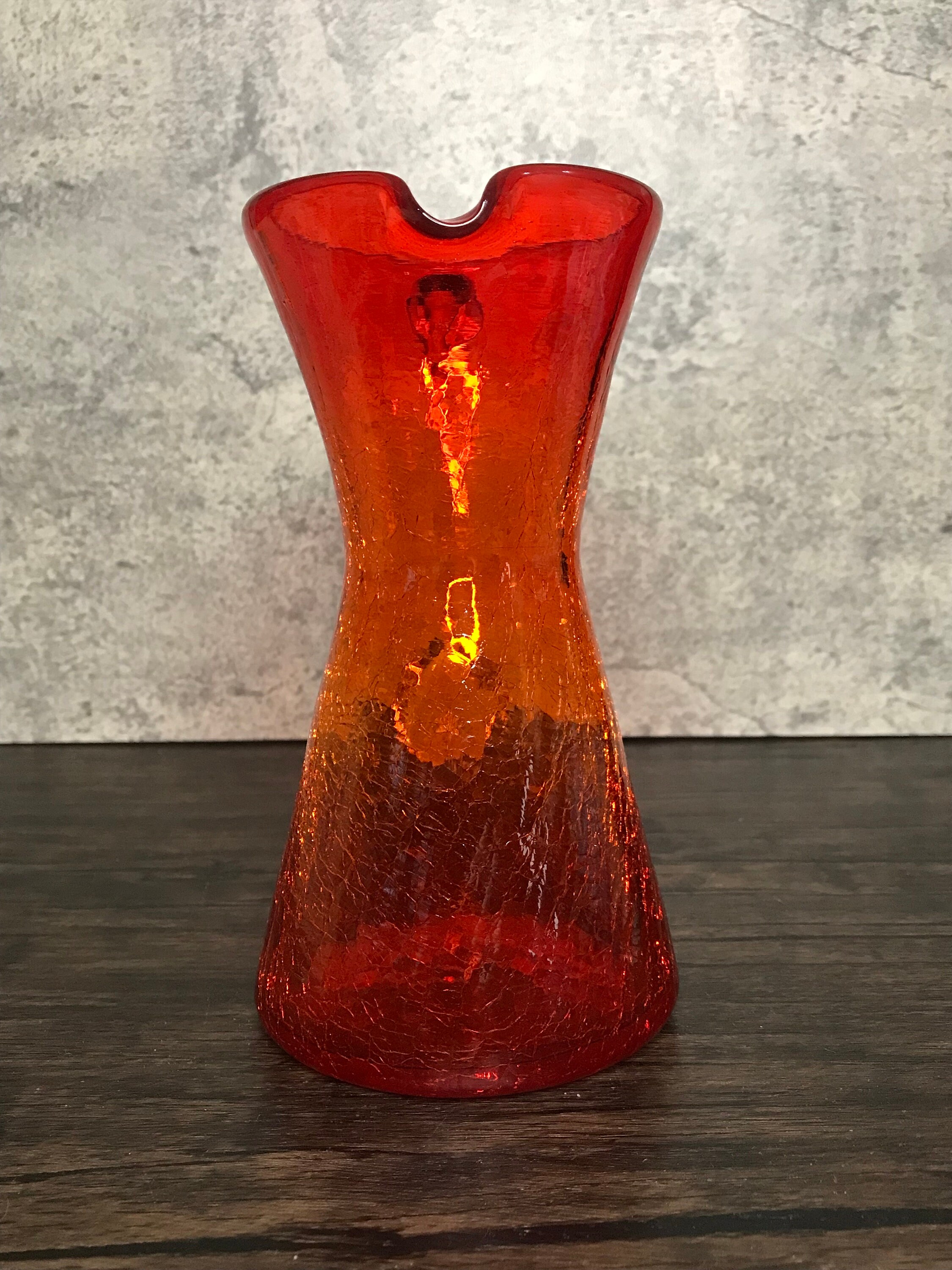 Vintage Rainbow Glass Cadmium Ombre Crimson Red and Yellow Art