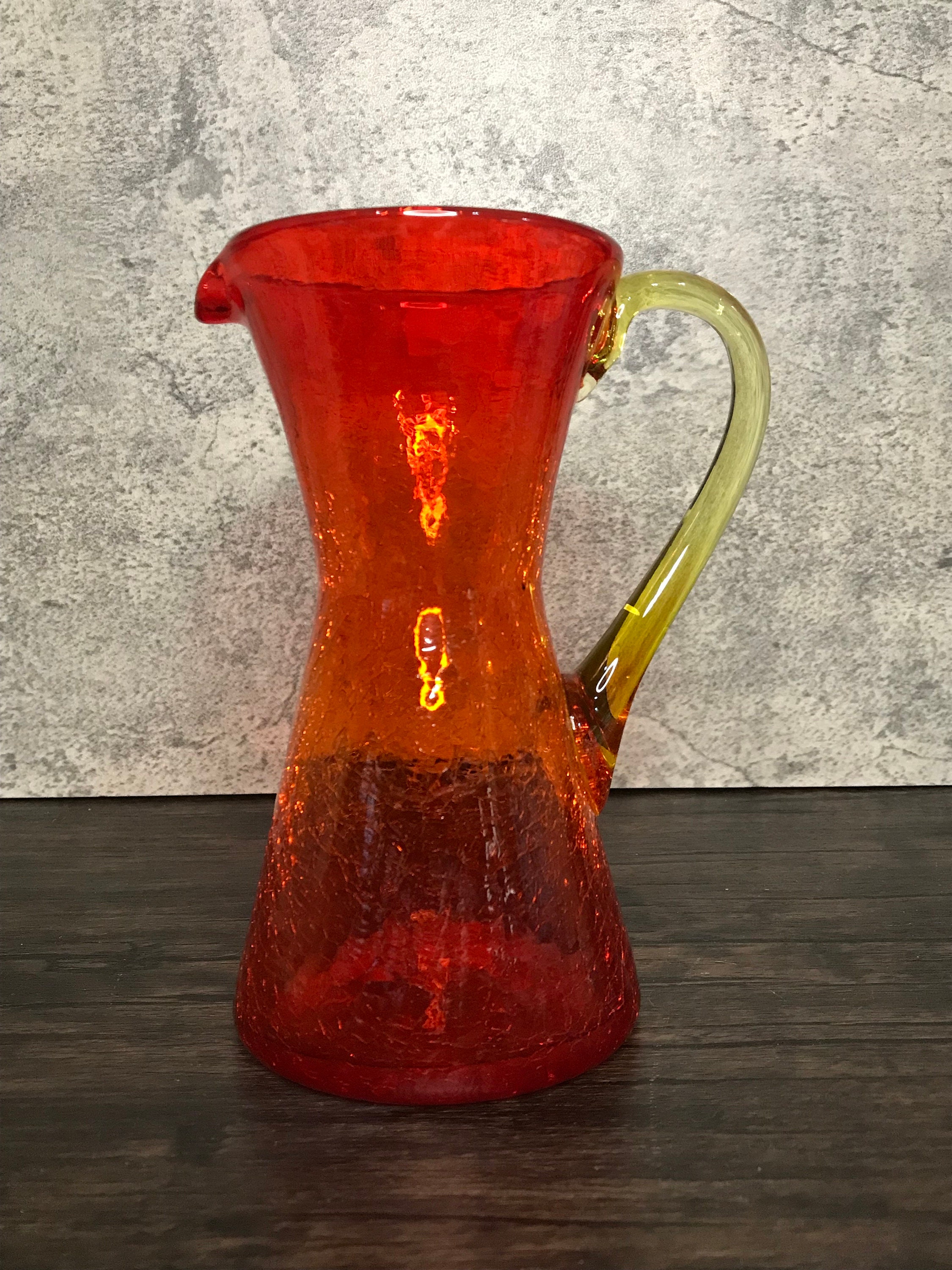Vintage Rainbow Glass Cadmium Ombre Crimson Red and Yellow Art