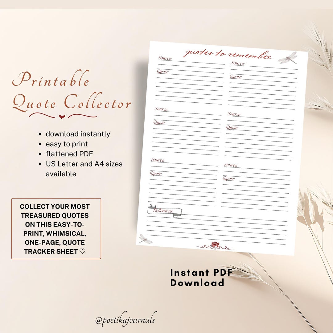 Quote Tracker Printable PDF | Instant Download | Easy-to-print - Etsy