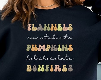 Sudadera Fall Essentials - Franelas acogedoras, calabazas, chocolate caliente y hogueras, sudadera perfecta para los días frescos de otoño, gran regalo para mamá