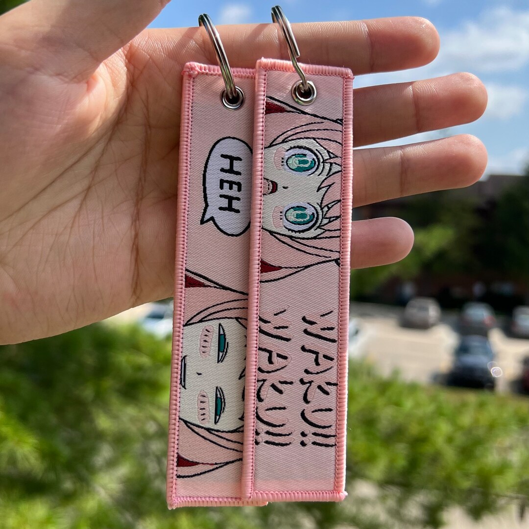 Anime Embroidered Jet Tag Keychain Etsy