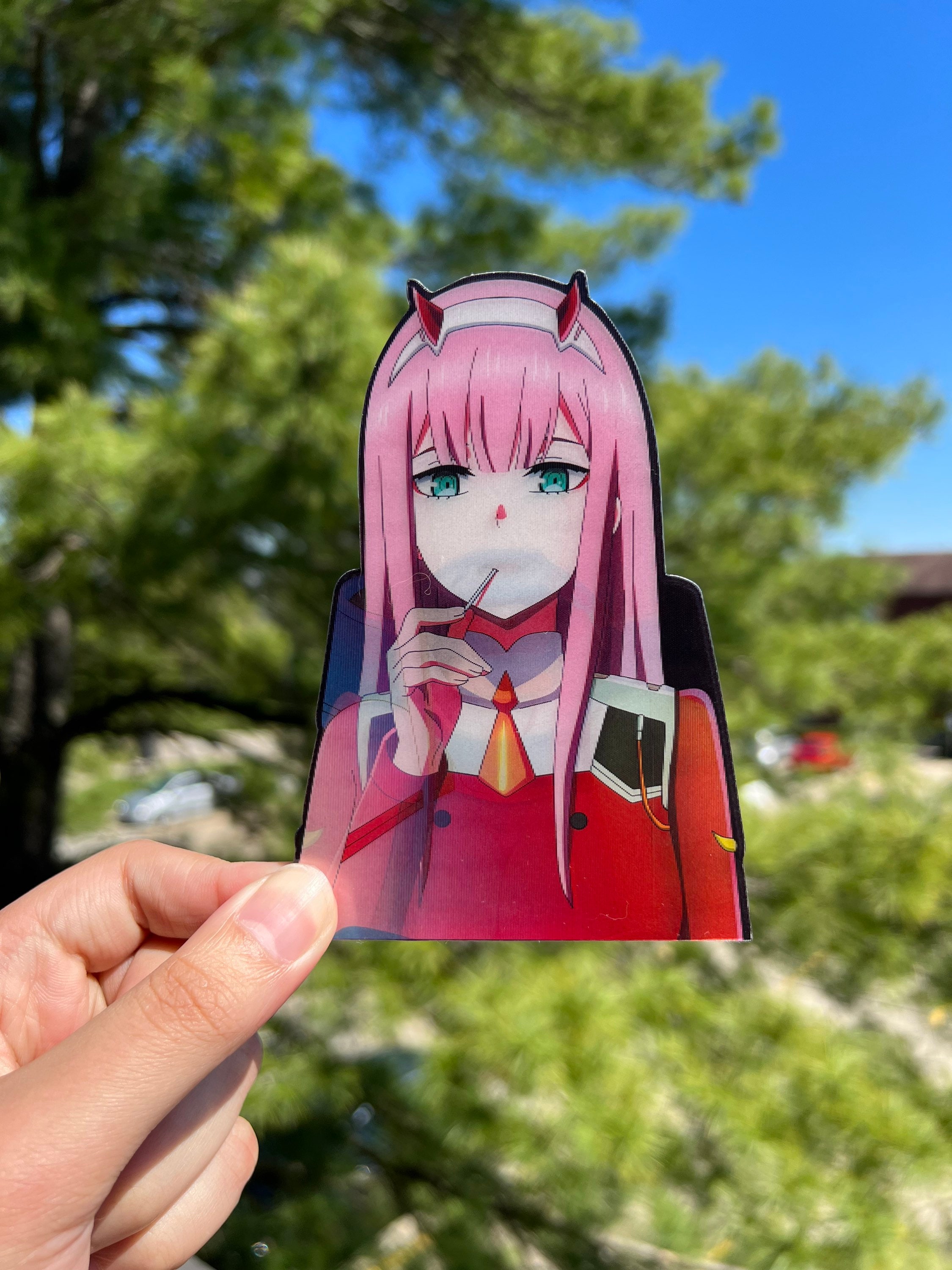 Autocollants de voiture dessin animé pour Zero Two Darling In The FranXX, accessoires  décoratifs drôles pour carrosserie de fenêtre de voiture