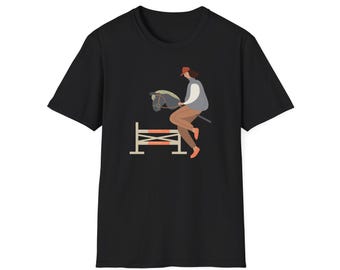 Stick Horse Jumping T-Shirt, Equestrian Gift, Unisex Softstyle Tee