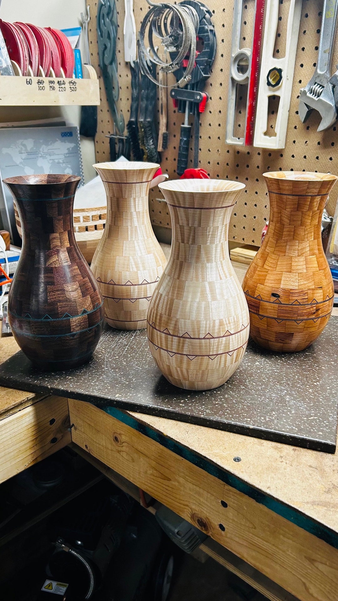 Segmented Woodturning Bud Vase With Glass Cylinder Insert Etsy