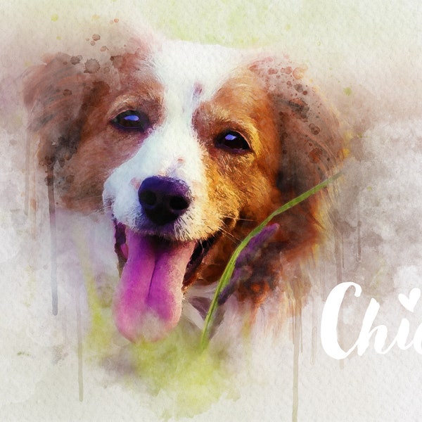 Personalisiertes Aquarell Haustier-Portrait ab Foto, Einzigartiges Geschenk für das Frauchen oder das Herrchen