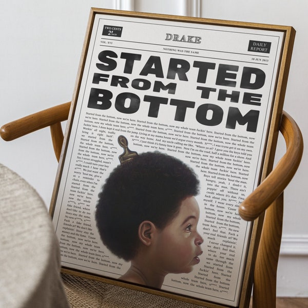 Drake, Started From The Bottom, Nothing Was The Same, Wall Print, Wall Art, Dorm Room Decor, Gift, Birthday, For Him/Her, Bedroom Poster