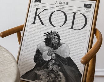 J Cole, Dreamville, KOD, Wall Print, Wall Art, Dorm Room Decor, Gift, Birthday, For Him/Her, Bedroom Poster