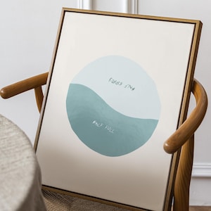 Meio cheio, meio vazio, impressão de parede, arte, decoração de dormitório, presente, aniversário, para ele/ela, pôster de quarto