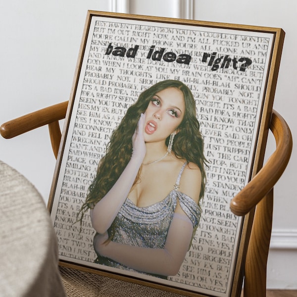 Olivia Rodrigo, Guts, Bad Idea Right?, Wall Print, Wall Art, Dorm Room Decor, Gift, Birthday, For Him/Her, Bedroom Poster